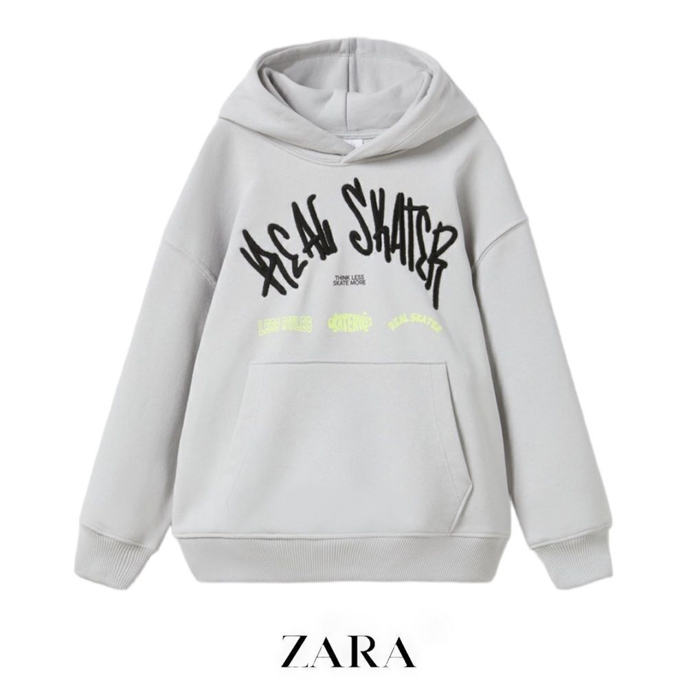 ZARA Kids | Light Gray | EMBROIDERED “SKATER” SWEATSHIRT